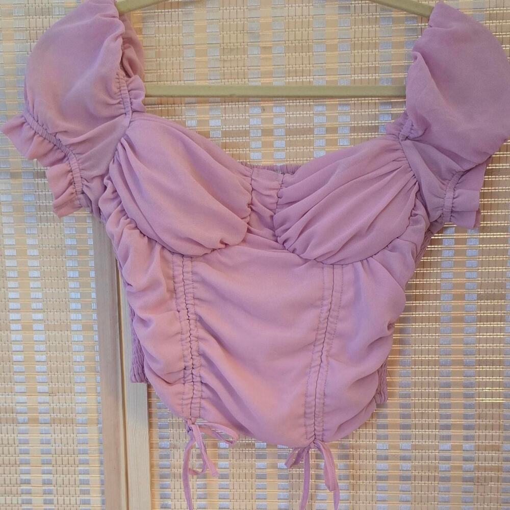 Soft pink puff sleeve corset